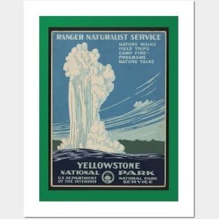 Vintage Yellowstone National Park Poster Posters and Art